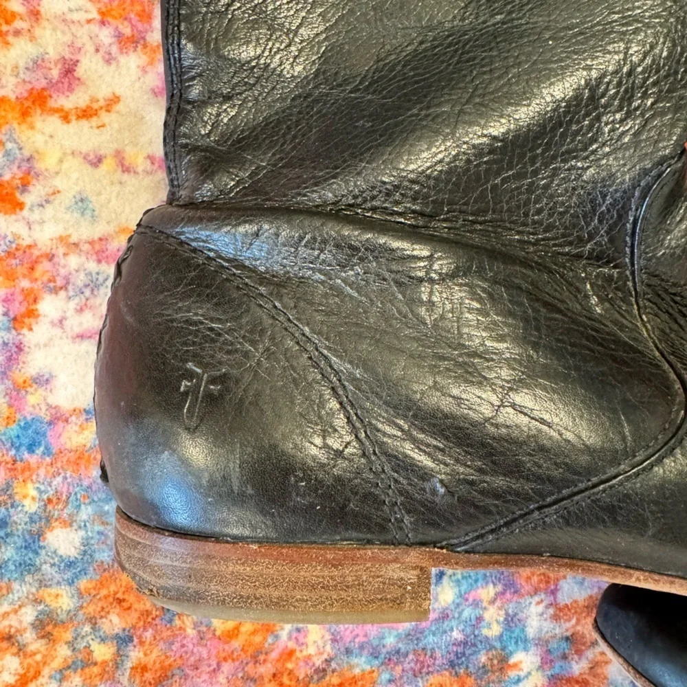 Frye Jillian Black Leather Knee-High Boots | Women’s Size 9 | Side Zip Riding